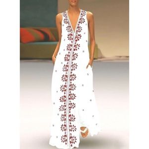 Floral Camisole Neck Sleeveless Maxi A-line Dress